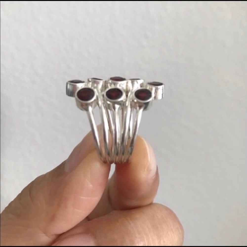 Garnet Gemstone Sterling Silver Ring Various Size - image 4